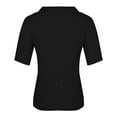 thumbnail image 5 of Black Hoodies for Women's Short Sleeve Solid Lapel V Neck Knit Pullover Sweater Fall Tops for Women 2025, 5 of 6