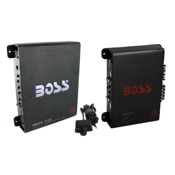 BOSS AUDIO Riot R1100M 1100W Mono Car Amplifier R1004 4 Channel Audio Amp
