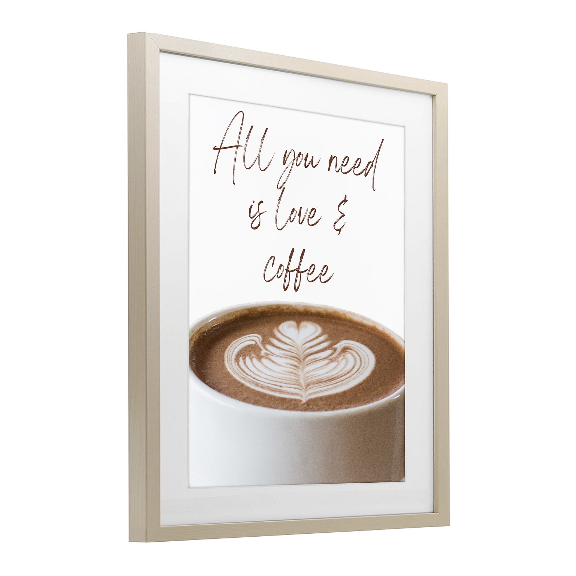 Stupell Industries All You Need Love & Coffee Birch Framed Print Under Glass, design by Jesse Keith