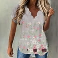 thumbnail image 2 of Tops Para Mujer Blusa Casual Elegante Camisa de Manga Corta Con Cuello en V Y Estampado Causal de Moda Odeerbi ODB164272, 2 of 5