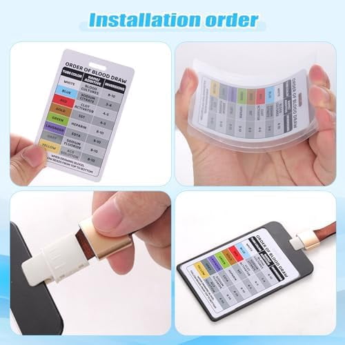 Order of Blood Draw Beads with Reference Card, Order of Blood Draw Vertical Badge Card Badge Reel Accessories Phlebotomy Essentials for Work or School RN Nurse Student Practitioner Grad Gift