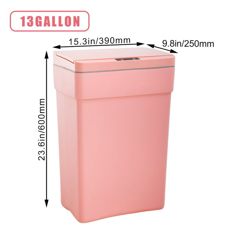 13 Gallon Trash Can Plastic Kitchen Trash Can Automatic Touch Free  High-Capacity Garbage Can with Lid for Bedroom Bathroom Home Office 50  Liter,Pink 