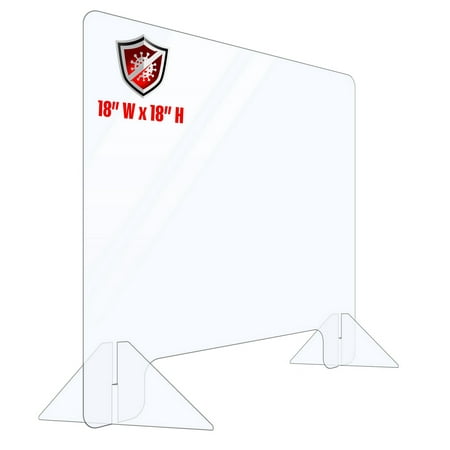 Portable Acrylic Plexiglass Sneeze Guard Shield for Counter 18x18. Barrier from Sneezing and Coughing Germs. Cashier Protection Sneeze Guard for Desk and Countertops. Multiple Sizes Available