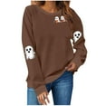 thumbnail image 2 of GaThRRgYP Womens Plus Size Long Sleeve Tunic Tops,Women's Fashion Long Sleeve Round Neck T-Shirt Printing Loose Blouse Hoodless Sweatshirts Brown XXL, 2 of 4