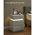 thumbnail image 5 of VASAGLE Nightstand with LED Lights, Adjustable Light Colors, Bedside Table, Side Table with 3 Drawers, Modern Style, 13.8 x 15.7 x 21.7 Inches, Cloud White, 5 of 6