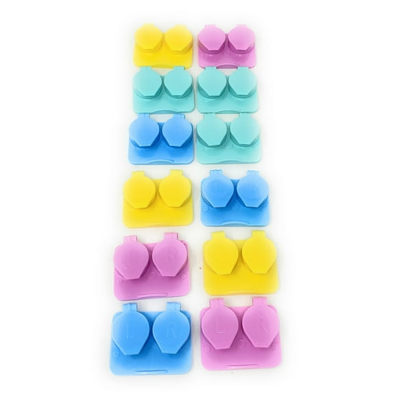 Contact Lenses Cases Flat Ribbed Extra Deep Well - Assorted, 12 Pack Mix