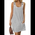 thumbnail image 2 of Vestido de Verano para Mujer, Sin Mangas, con Bolsillos, Informal, Corto, Corte A, Cuello Redondo, 2025, Negro, Talla L, 2 of 9