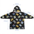 thumbnail image 7 of Retro Consoles Games Icons Black Pattern Blanket Hoodies for Kids 6-13YR Oversize Wearable Blanket Hoodies for Boys Girls Teens, 7 of 7