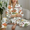 thumbnail image 6 of Honeii Mushrooms print Women's Pajama Sets Long Sleeve Button Down Sleepwear Nightwear Soft Pjs Lounge Sets-Small, 6 of 7