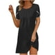 thumbnail image 2 of Puntoco Nuevo Vestido Casual De Verano Para Mujer, Cuello Redondo, Color Sólido, Suelto, Plisado, De Manga Corta, Vestido De Manga Corta Con Cuello Redondo, Negro Xxl,Regalos Para Mujer Joven, 2 of 5