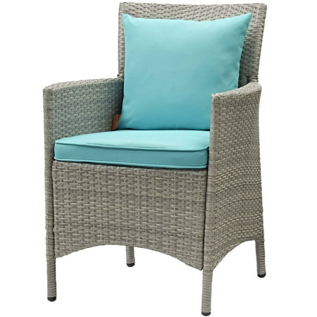 Contemporary Garden Furniture London Modern Contemporary Urban Design Outdoor Patio Balcony Garden Furniture Side Dining Chair Armchair, Rattan Wicker, Blue Light Gray ()