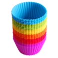 thumbnail image 1 of Moldes para cupcakes Paquete de 24 Estuches para hornear reutilizables de silicona Moldes para muffins Moldes Copas de arco iris para pasteles Helados. Afortunado Sencillez, 1 of 5