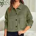 thumbnail image 4 of Delayuji Faux Suede Jacket For Women Lapel Casual Button Down Cropped Jacket Long Sleeve Outerwear Coats Work Clothes, 4 of 6