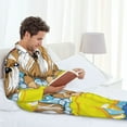 thumbnail image 6 of Salouo Dog Takes a Bath in the Bathtub Print Button-Front Long Sleeve Pajama Set for Men, Soft 2Pjs Men's Long Sleeve Sleepwear-Large, 6 of 7