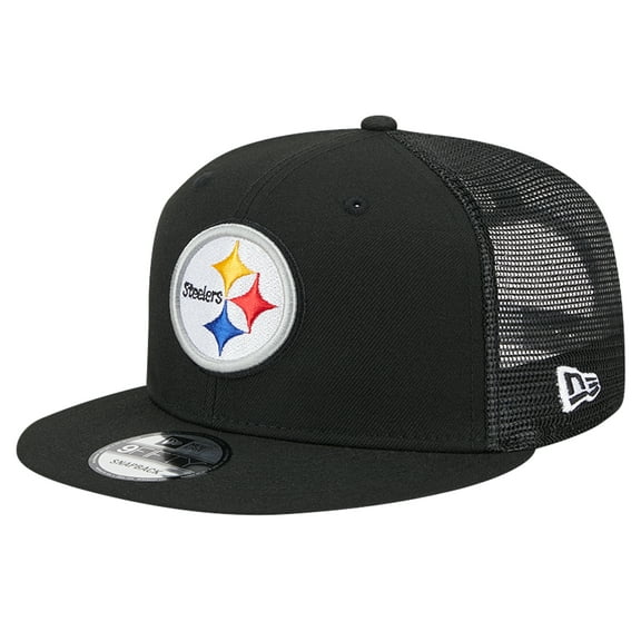 Men's New Era Black Pittsburgh Steelers  Main Trucker 9FIFTY Snapback Hat