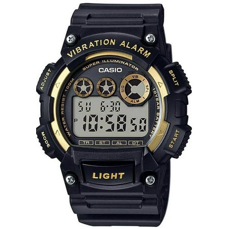 - Men's Vibration Alarm Watch, Black Resin Strap, W735H-1A2V