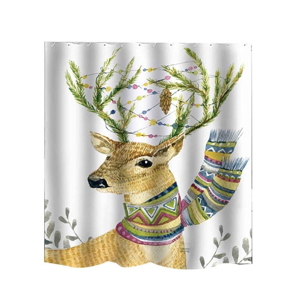Cortina de ducha impermeable con estampado de animales de dibujos animados, cortina de baño de tela de poliéster, cortinas bohemias de baño para el hogar Advancent JJ19013-01