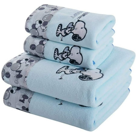 Cartoon Bath Towels 4 Piece Set Cute Dog Printed Bath Towels Set 2 Hand  Towel and 2 Bath Towel Super Soft Absorbent 70x140cm | Walmart Canada