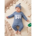 thumbnail image 3 of RUINIXCW Mama's Boy Outfit Newborn Baby Boy Hospital Coming Home Outfit Waffled Romper Infant Baby Girls Fall Winter Clothes Long Sleeve Jumpsuit Hat Set, 3 of 9