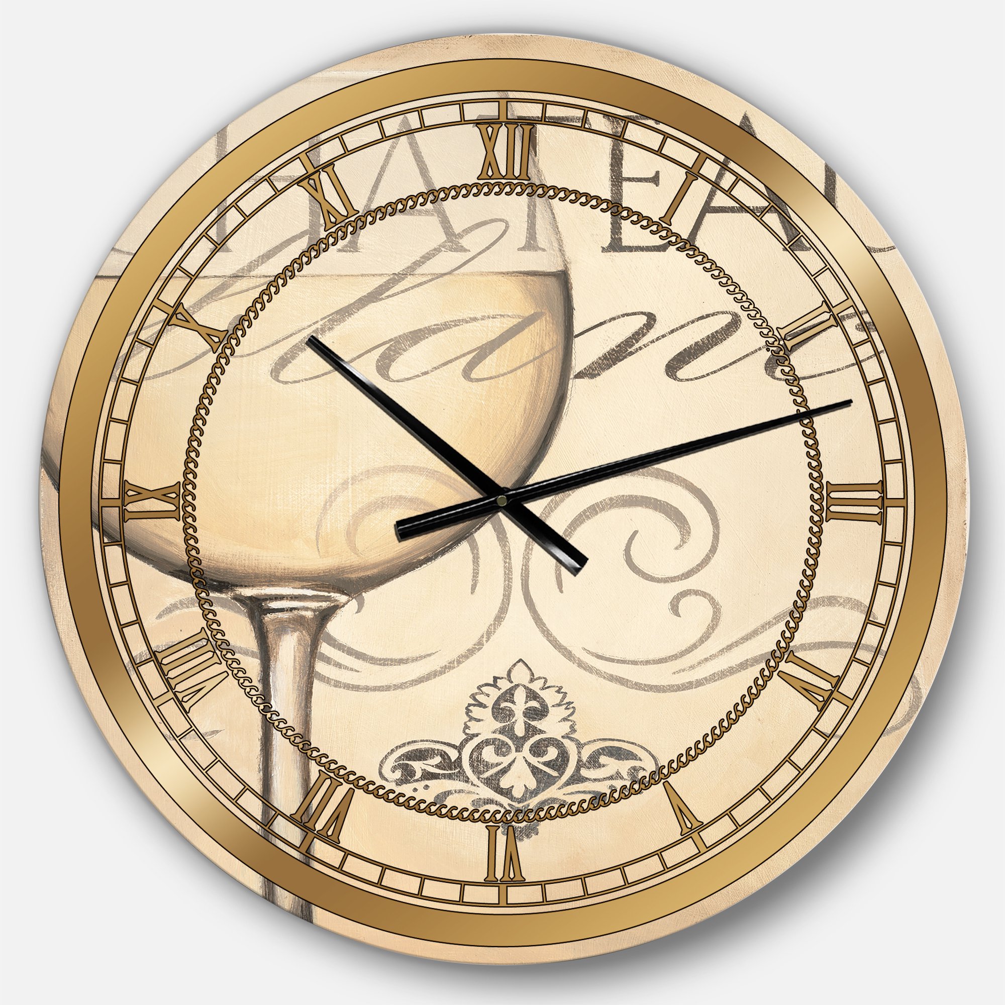 Designart 'French Chateau White Wine II' Glam Wall Clock