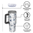 thumbnail image 4 of 40oz Pioneer Flower Floral Print Pattern Insulated Tumbler with Handle, BPA-Free Leak Proof Lid and Straws, Double Wall Vacuum, Hot 12h/Cold 34h, 4 of 6