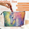thumbnail image 2 of Makeup Bag Small Toilet Cosmetic Bags Travel Makeup Case Waterproof for Women Girls 6.7X9.45inches - Blue Unicorn With Spiral Horn, 2 of 7