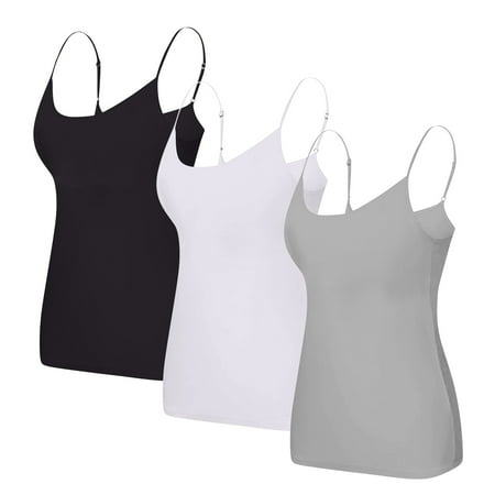 Clearance!Uooqdmx Tank Top with Built in Bra for Women  Cotton Tank Top Women  Spaghetti Strap Tops for Women  2025 Yoga Gym Sleeveless Plus Size Underwear  Basic Tops (3pc)  Gray 1 M