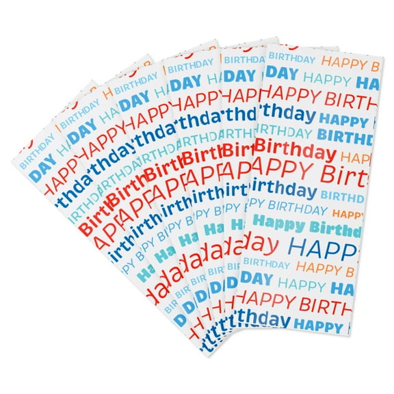 American Greetings Single Tissue Print, Happy Birthday (20" x 20") 6-Sheets