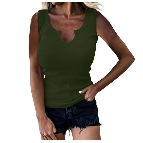 TSADFHJI White Tank Tops Women High Neck Womens Swing Vest Sleeveless Cami Top Ladies Strappy Flared Plus Size Tops Shirt M Green
