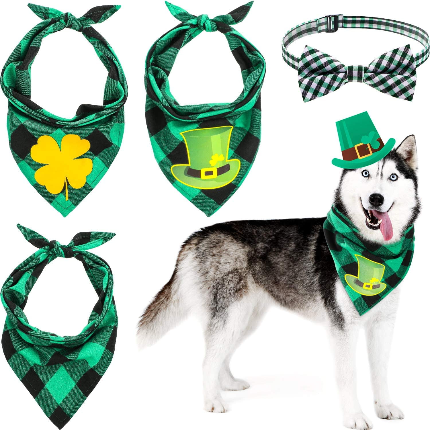 St Patrick's Day Tye Dye Clover Over the Collar Dog Bandana Large St Patrick's Day Tye Dye Clover Over the Collar Dog Bandana Large