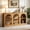 Warm Oak, variant on Fnova 63" Farmhouse Console Table, Wooden Entryway Table with 3-Tier Storage, Rectangular Sofa Table for Entrance, Hallway, Living Room, Behind Couch
