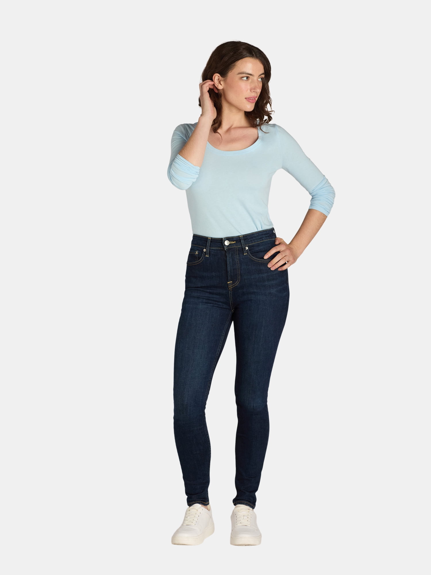 No Boundaries Scoop Neck Everyday Tee with Long Sleeves, 1 and 3 Pack, Women's