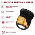 thumbnail image 2 of Holstein Housewares - Sandwichera antiadherente de 2 secciones, color negro, conveniente y fácil de usar. Ideal para desayuno, almuerzo, botanas y cena, sándwiches, 750W, 2 of 4