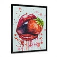 thumbnail image 2 of Designart 'Red Girl Lips Eating A Strawberry' Modern Framed Art Print, 2 of 4
