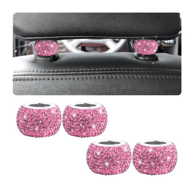 Collares para reposacabezas de coche BELOMI, paquete de 4 unidades, diamantes de imitación, color cobre rosa