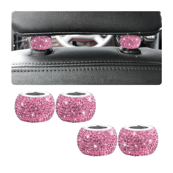 Collares para reposacabezas de coche BELOMI, paquete de 4 unidades, diamantes de imitación, color cobre rosa