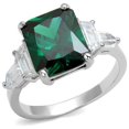 thumbnail image 1 of Alamode 3W1363-7 Women Rhodium Brass Ring with Synthetic in Emerald - Size 7, 1 of 1