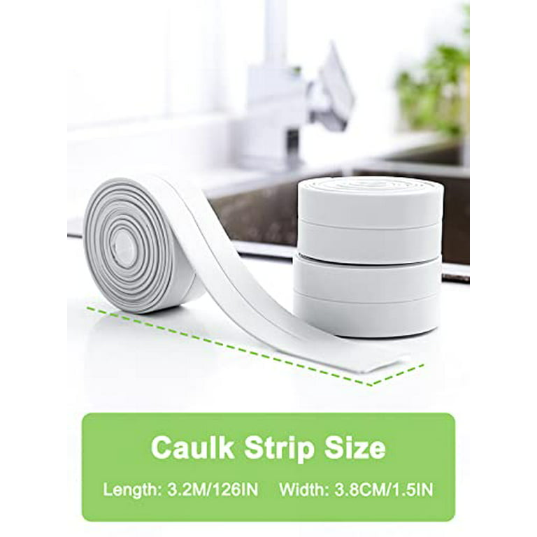 Kitchen & Bath Caulk Tape Sealant Strip, 1.5''x10.5FT PVC Self Adhesive  Caulk Strip Waterproof Caulking Tape, Decorative Sealant Tape for Toilet  Base Sink Shower Tub Edge Protector: : Industrial & Scientific