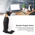 thumbnail image 3 of Wooden Penguin Statue Cute Vivid Hand Painted Penguin Figurine Penguin Decor For Dining Table Office, 3 of 21