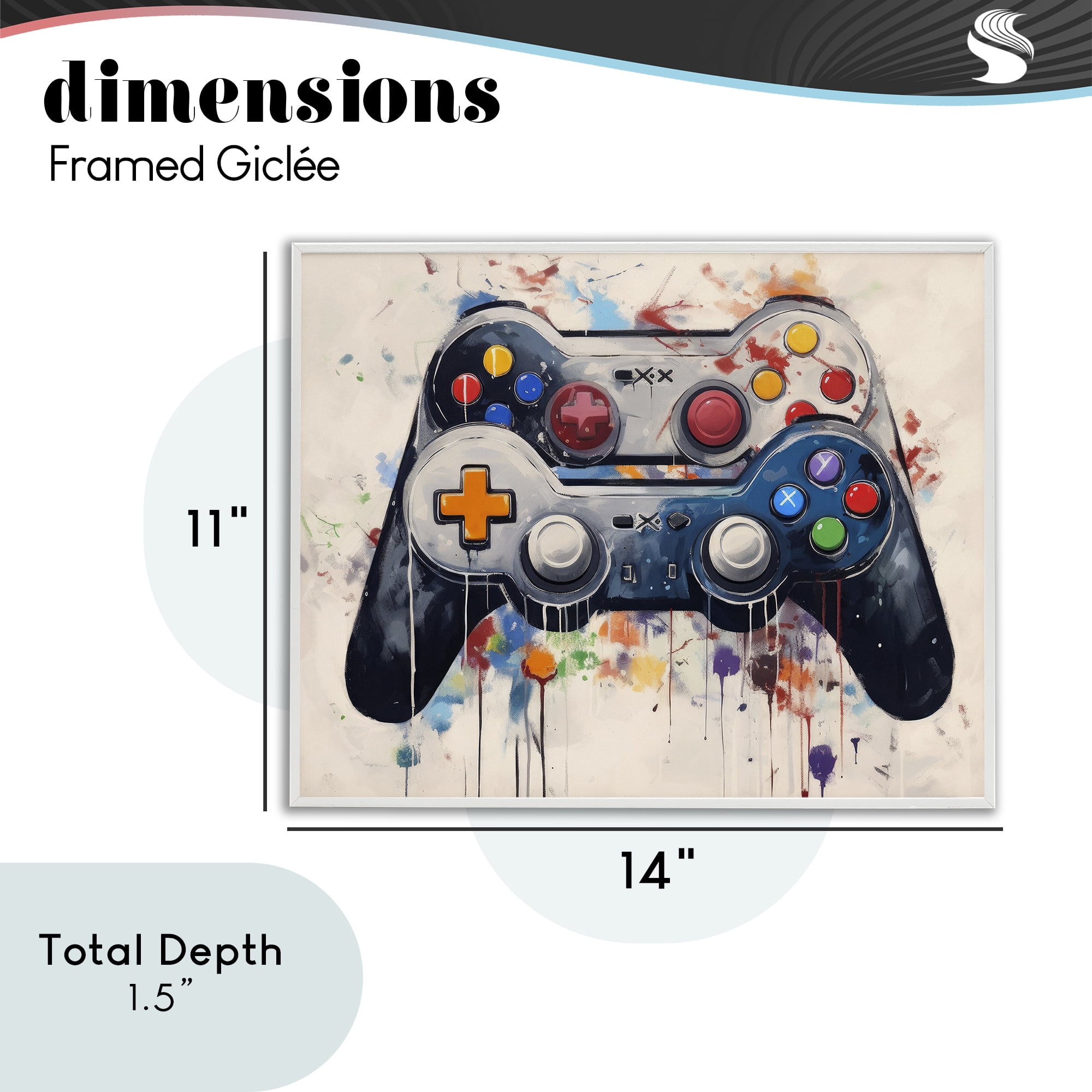 Stupell Industries Joystick Journeys Controller Duo White Framed Giclee Art, design by Lazar Studio