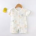 thumbnail image 2 of HCNTES Baby Children Infant Newborn Unisex Short Sleeve One-Piece Jumpsuit Bodysuit Toddler Kids Soft Pajamas Sleepwear Homewear for Spring Summer(X01-Light Green,12-18 Months), 2 of 4