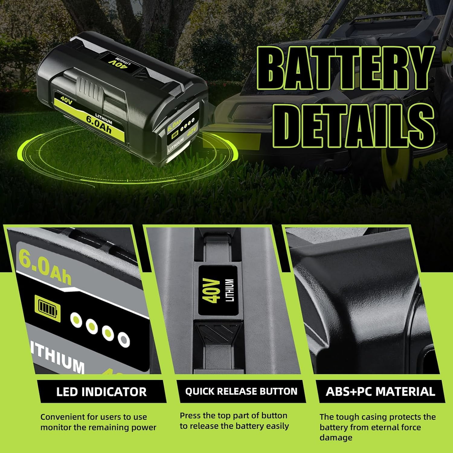 2Pack Replacement for Ryobi 40V Battery and Charger Compatible with Ryobi Battery 40V OP4026 OP40601 OP4050
