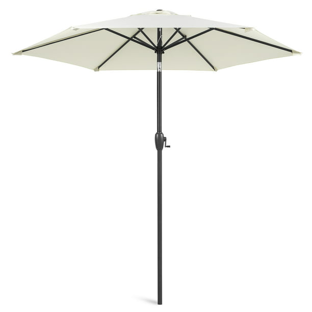 best choice products 7 5ft heavy duty outdoor market patio umbrella w push button tilt easy crank lift cream