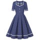 thumbnail image 1 of Vestido de Verano de Manga Corta para las Mujeres de Moda Sólida de Ocio de Tres Cuartos de Manga Cuello de Vuelta, Ligero, 1 of 8