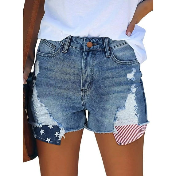 Orqqct Women Short Jeans High Waist Shorts Leisure Ripped Zipper Denim Pants