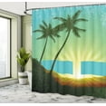 thumbnail image 5 of Ambesonne Island Shower Curtain, Tropical Sunrise, 69"Wx84"L, Seafoam Lime Green, 5 of 5