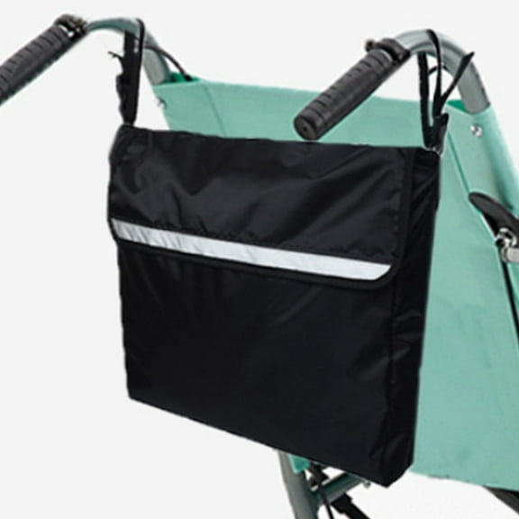 Travelwant Wheelchair Side Bag, Waterproof Armrest Pouch Bag with Bright Line Black Storage Organizers for Walkers, Rollators, Scooters