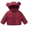 thumbnail image 3 of Fall/Winter Saving! HVOBTTY Toddlers Puffer Short Jacket, Kids Fall and Winter Coats, Kids' Casual Solid Color Long Sleeve Hooded Thick Warm Bread Puffer Coat Jacket Red, 13-14 Years, 3 of 5