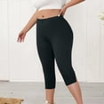 thumbnail image 3 of Plus Size Capris for Women Tights Casual Stretch Elastic Waist Split Hem Sweatpants Comfy Workout Lounge Pants, 4XL, 3 of 6