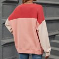 thumbnail image 7 of ATOYSOY Women's Fashion Color Block Pullover Workout Crew Neck Sweatshirts Outwear Loose Tops Retro Casual Cotton Shirts Long Sleeve Tees Fall Winter Pink XXL, 7 of 7